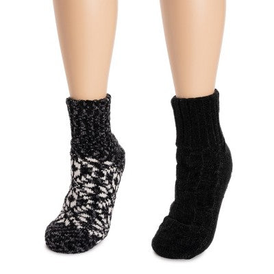  MUK LUKS Women's 2 Pack Chenille Cabin Socks