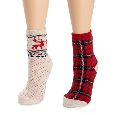  MUK LUKS Women's 2 Pair Pack Heat Retainer Crew Socks