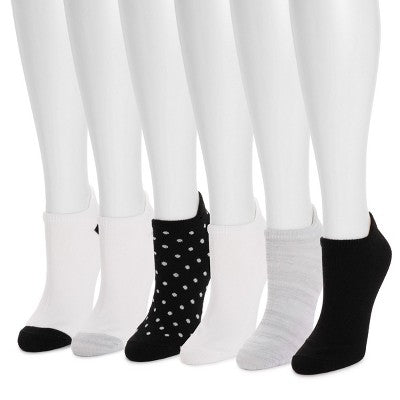  Muk Luks Women's 6 Pack Sporty Ankle Sock, Multi, OS (6-10)