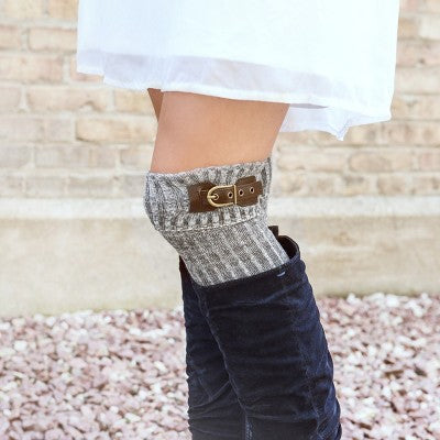  MUK LUKS Women's 3 Pair Buckle Cuff OTK Socks-Black OS