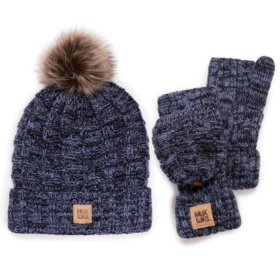  MUK LUKS Women's Patch Beanie And Mitten Set-Moody Blues OS