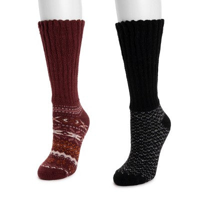  MUK LUKS Women's Slouch Heat Retainer Sock (2 Pair Pack)