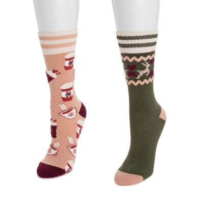  MUK LUKS Women's Novelty Cozy Lounge Socks 2 Pack