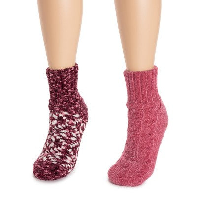  MUK LUKS Women's 2 Pack Chenille Cabin Socks