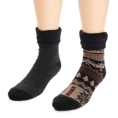  MUK LUKS Men's 2 Pack Fleece Layered Socks