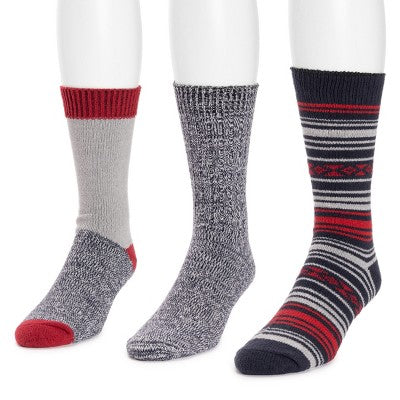  MUK LUKS Men's 3 Pair Pack Microfiber Boot Socks